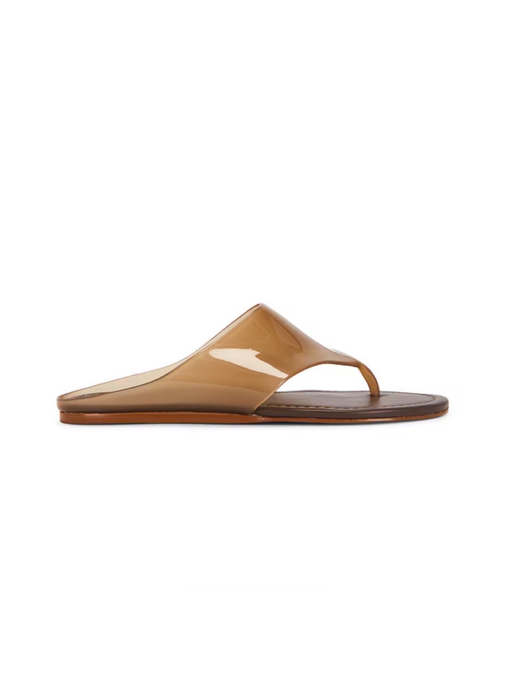 FARM Rio Patent Leather Thong Sandals in Tan